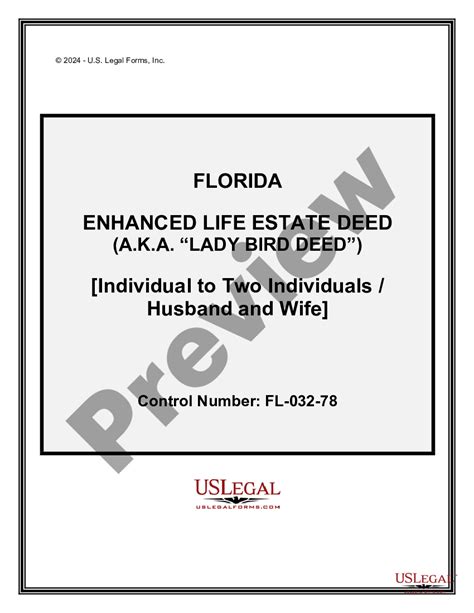 Florida Enhanced Life Estate Or Lady Bird Deed Florida Lady Deed Individual Form Us Legal Forms