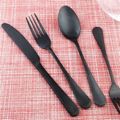 Matte Black Cutlery Set Stainless Steel Spoon Knife Fork Dining