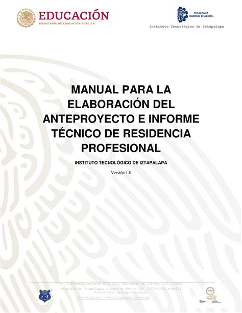 Manual PARA LA Elaboracion DE Anteproyecto E Informe Tecnico DE