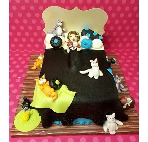 Crazy Cat Lady Pretty Much My Bed At Night All Fondant Cake With