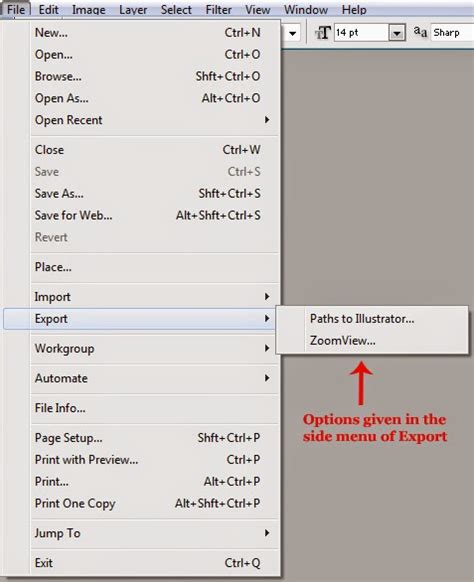 Adobe Photoshop Menu Bar Notes