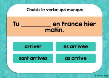 French Verbs Boom Cards Past Tense Verbe Tre Au Pass Compos