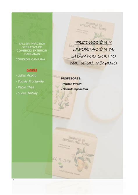 PDF PRODUCCIÓN Y EXPORTACIÓN DE SHAMPOO SOLIDO NATURAL VEGANO