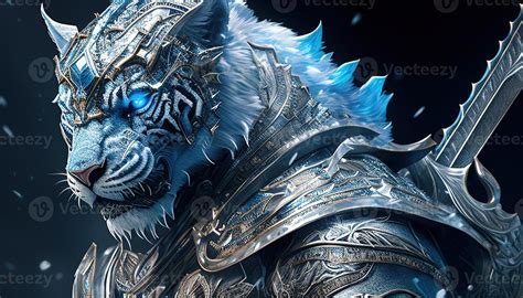 ice tiger warrior, digital art illustration, 23144233 Stock Photo at ...