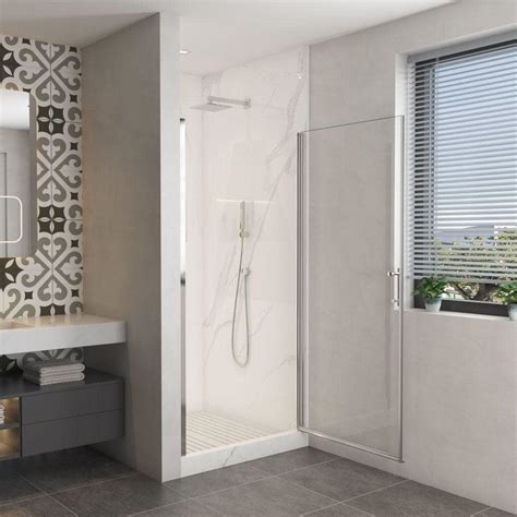 Xspracer Moray In W X In H Pivot Frame Shower Door In Polished