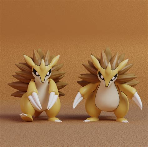 Stl File Pokemon Sandshrew And Sandslash With Poses D Printable