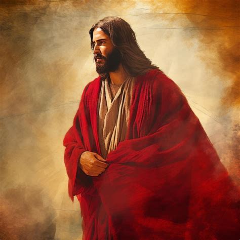 Premium AI Image A Painting Of Jesus In A Red Robe