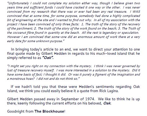 The Oak Island Compendium’s Throwback Thursday Gilbert Hedden Passion And Perseverance