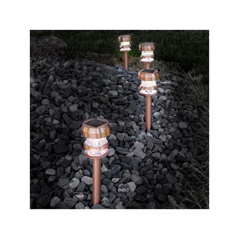 Navarro Outdoor Solar Led Path Light Garden Stake 4 Piece Set Orange