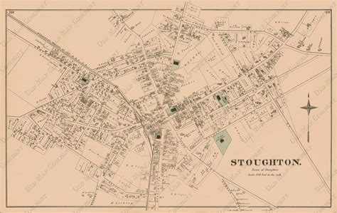 Village of STOUGHTON, Massachusetts 1876 Map - Replica or GENUINE ORIGINAL