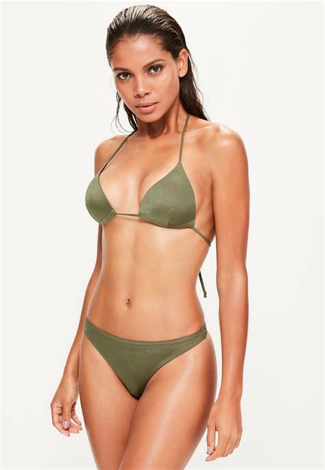 Missguided Khaki Moulded Triangle Bikini Top Mix Triangle Bikini