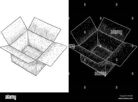 Abrir La Caja De Cartón Boceto Dibujados A Mano Imagen Vector De Stock