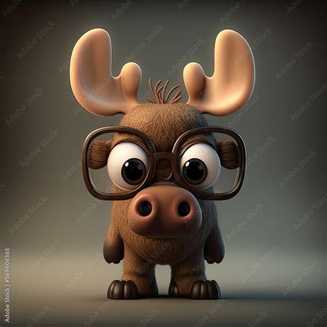 Cute moose cartoon character created using generative AI tools Stock ...