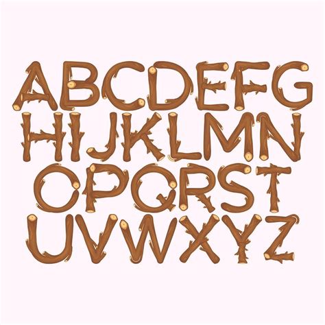 Wooden Stick Clipart Digital Alphabet Letters PNG Sublimation, Tree ...