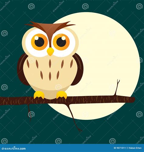 Night owl on tree stock vector. Image of moon, animals - 9071011