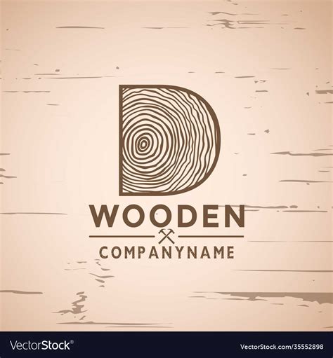 Letter d logo woodwork wood logo design Royalty Free Vector