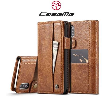 CaseMe IPhone XS Max Magnetic Flip Retro Leather Wallet Case