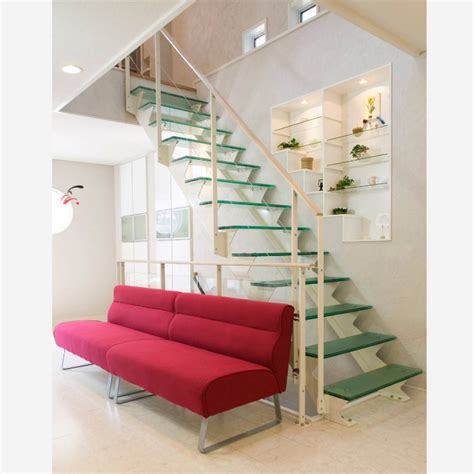 Double Stringer Glass Staircase With Stainless Steel Rails