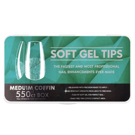 Soft Gel Tips Full Cover Medium Coffin G Piece Nails By