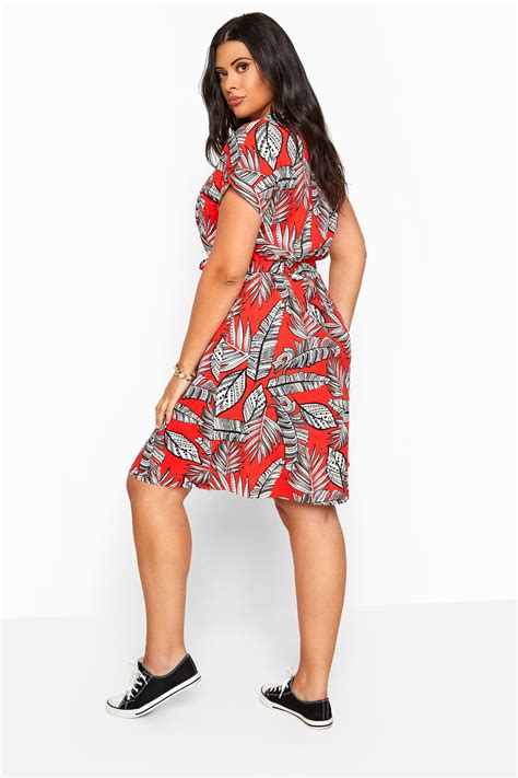 Red Tropical Print T-Shirt Dress | Yours Clothing