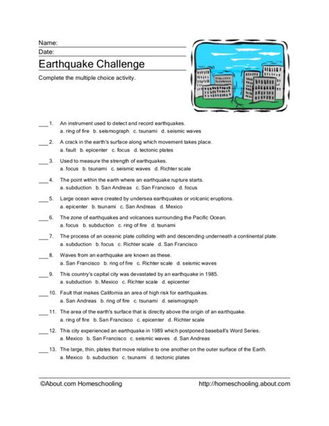 Earthquake Challenge Worksheet For 4th 6th Grade Lesson Planet