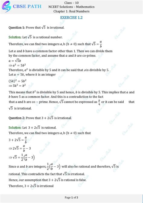 Ncert Solutions For Class Maths Exercise Real Numbers