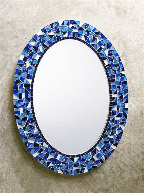 Blue And White Mosaic Mirror Green Street Mosaics