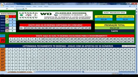 Lotomania Desdobramento 70 Dezenas 34 Jogos YouTube