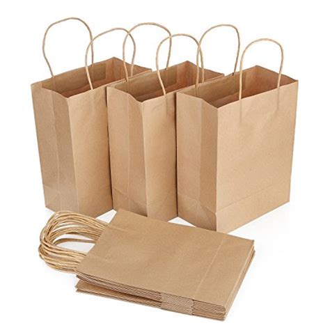 Brown Paper Bags With Handles Craft Bags 825 Inches 12 Pieces