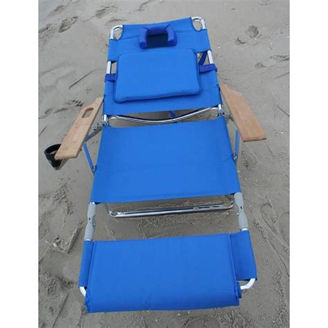 Ostrich Deluxe Padded 3 N 1 Outdoor Lounge Reclining Beach Chair Blue