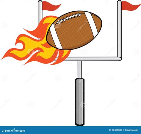 Flaming American Football Ball With Goal Stock Illustration - Image ...