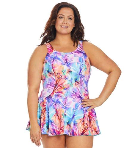 T.H.E. Plus Size Mastectomy Heavenly Hibiscus Swim Dress at SwimOutlet ...