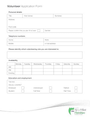 Fillable Online Volunteering Application Form Application Form Fax