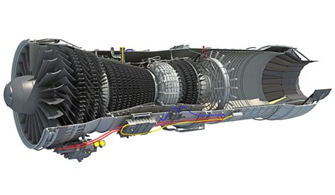 Cutaway Turbofan Aircraft Engine Sectioned 3d Rendering Stock Photo ...
