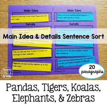 main idea activities teaching resources tpt