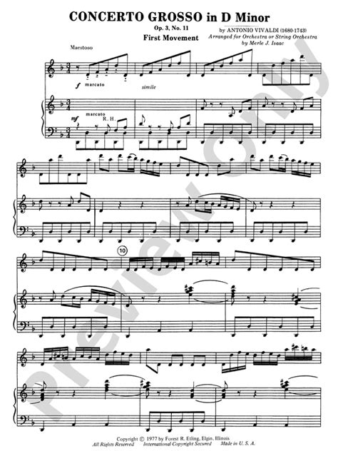 Concerto Grosso In D Minor Piano Accompaniment Piano Accompaniment