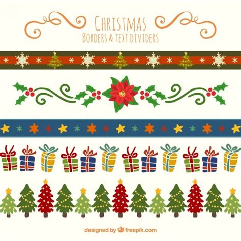 Borders and text dividers in christmas style | Free Vector