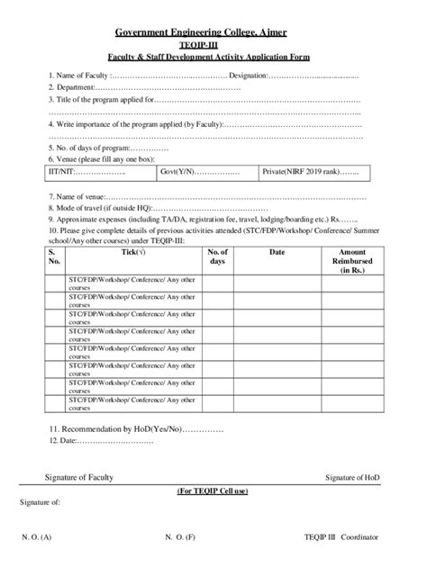 Fillable Online Ecajmer Ac Teqip Iii Fsd Activity Form Doc Fax Email