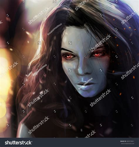 Fantasy Girl Portrait Illustration Cute Brunette Stock Illustration 305579021 Shutterstock