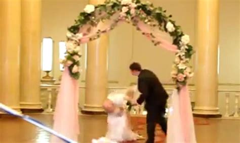 Is This The Most Embarrassing Wedding Moment Ever Video Captures Bride S Skirt Falling Down As