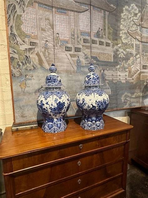 Antique Pair of Delft Blue Porcelain Vases – Legacy Antiques