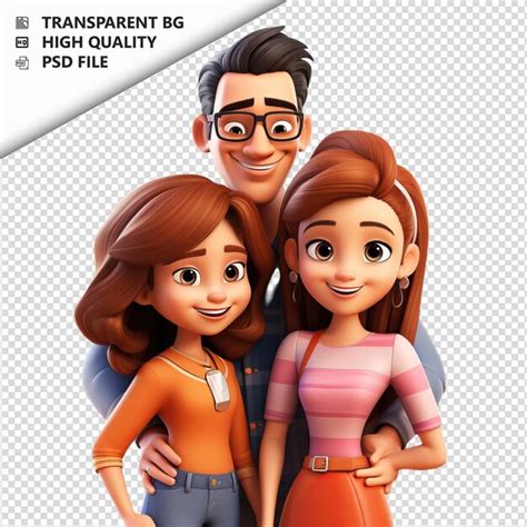 Familia Creativa Latina En D Estilo De Dibujos Animados Fondo Blanco I Archivo Psd Premium