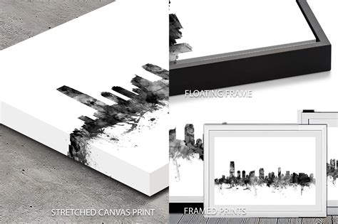 Jersey City Iconic Skyline Wall Art in Black | Canvas Prints Australia