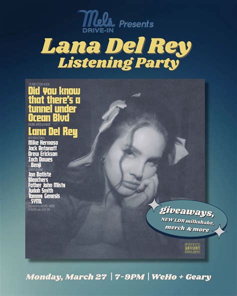 Official Lana Del Rey Listening Party At Mel S Diner Sf