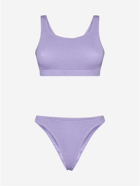 Reina Olga Ginny Crinkle Fabric Bikini In Purple Lyst