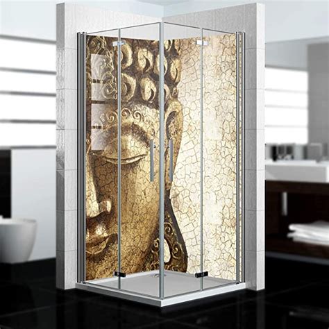 dedeco Alu Eck Duschrückwand mit Buddha Motiv 2 x 90x200 cm Perfekt