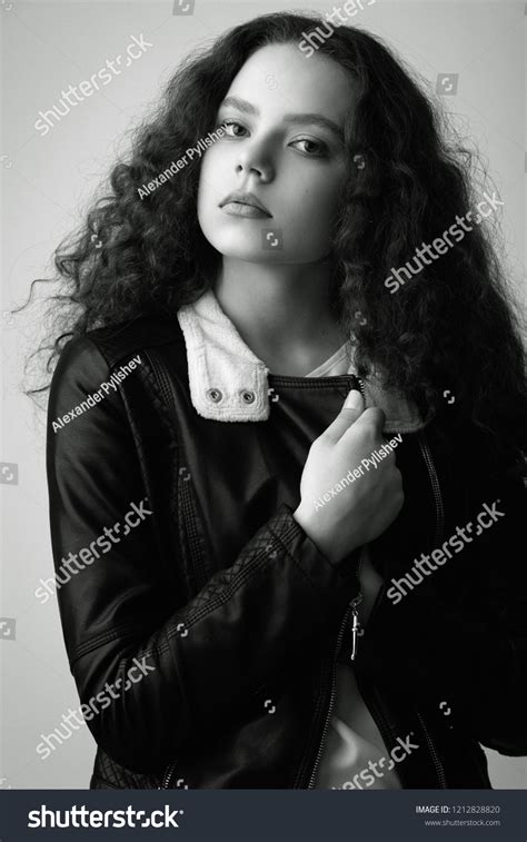 Portrait Attractive Brunette Girl Curly Hair Stock Photo Shutterstock