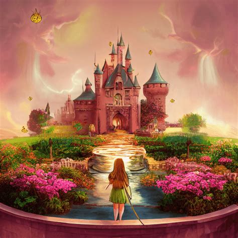 Fantasy Fairy Tale Princess Castle Garden Digital Graphic · Creative