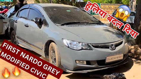 🇮🇳indias First Old Honda Civic Nardo Grey Wrapped Modified Honda