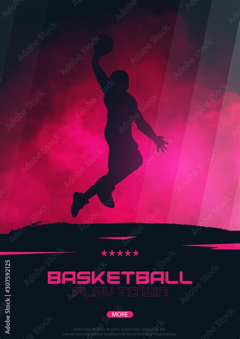 Basketball banner with players. Modern sports posters design. Stock ...